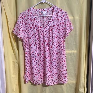 Counterparts Pink and White Relaxed Ruffled Blouse